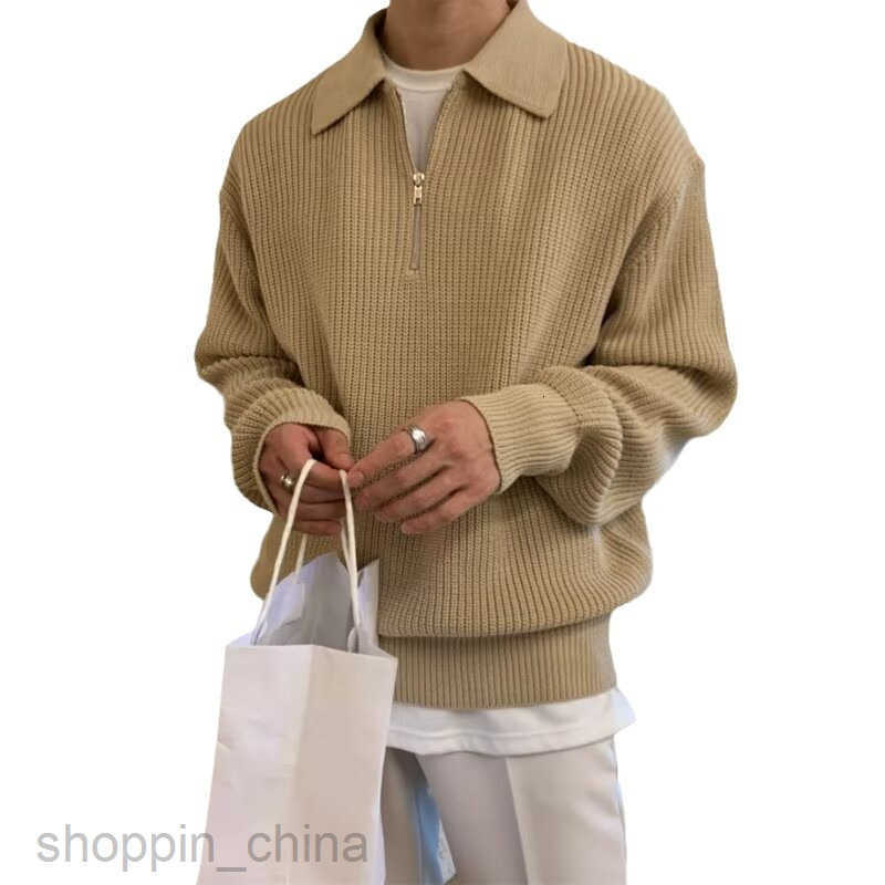 Men's Sweaters Half zipper sweater for men in autumn and winter advanced feeling lazy style lapel sweater loose casual sweater