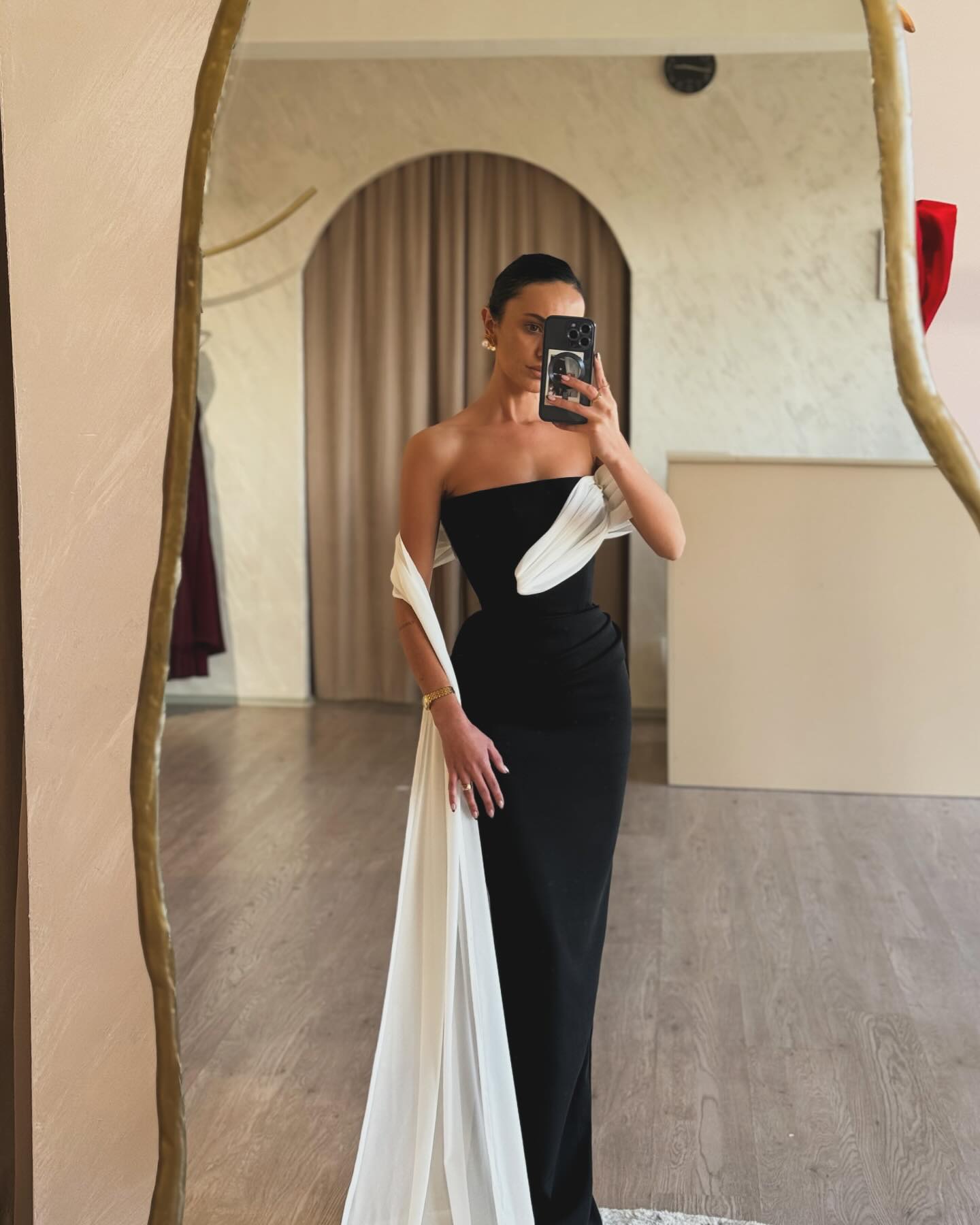 Elegant black white mermaid Evening Dresses with shawl strapless gala women backless or length dresses for special ocns