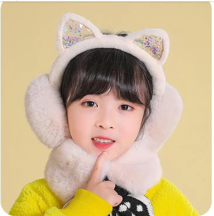 Cute cat ears flash warm plush earmuffs baby cache Olil childrens earmuffs boys earmuffs girls warm earmuffs winter H299 241205