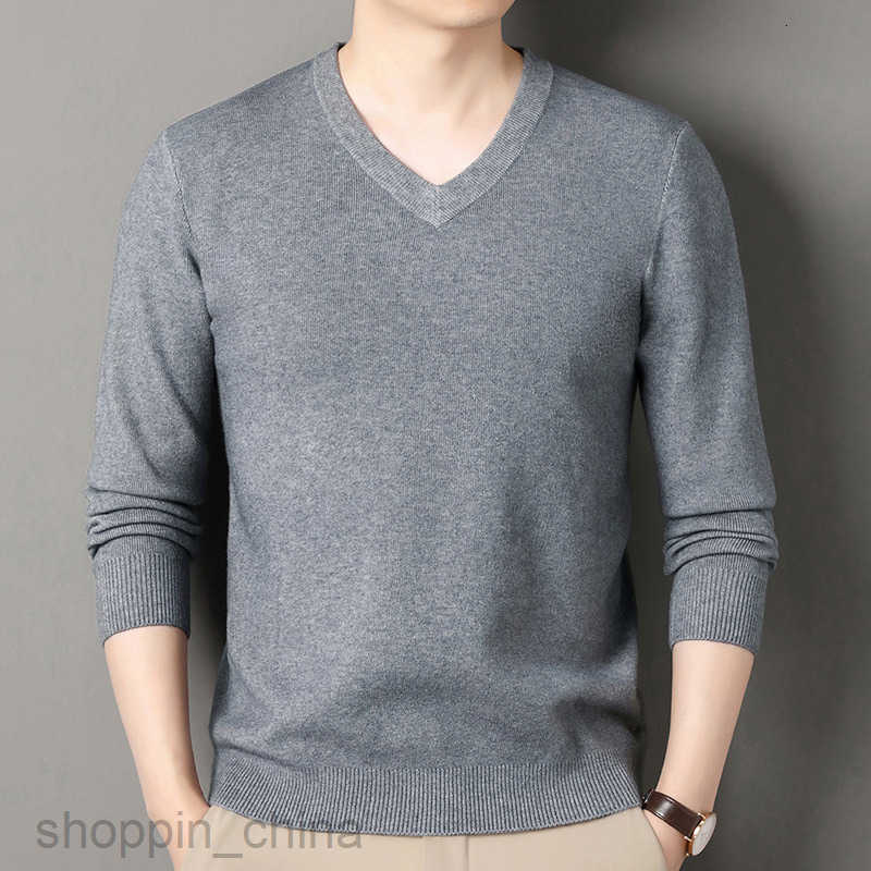Men's Sweaters Men autumn and winter new V-neck sweater wool sweater middle-aged thin style versatile long sleeved base knit sweater, top