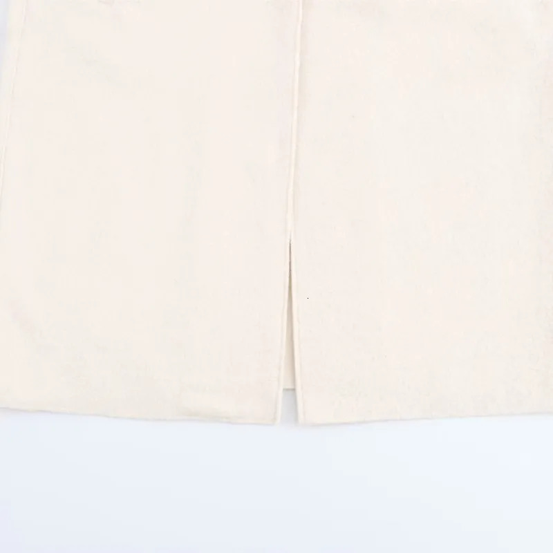 TRAF Terry long Overcoat for Women Autumn Casual Loose Long Sleeve Pocket Button Decoration suit collar Female Coat 241202