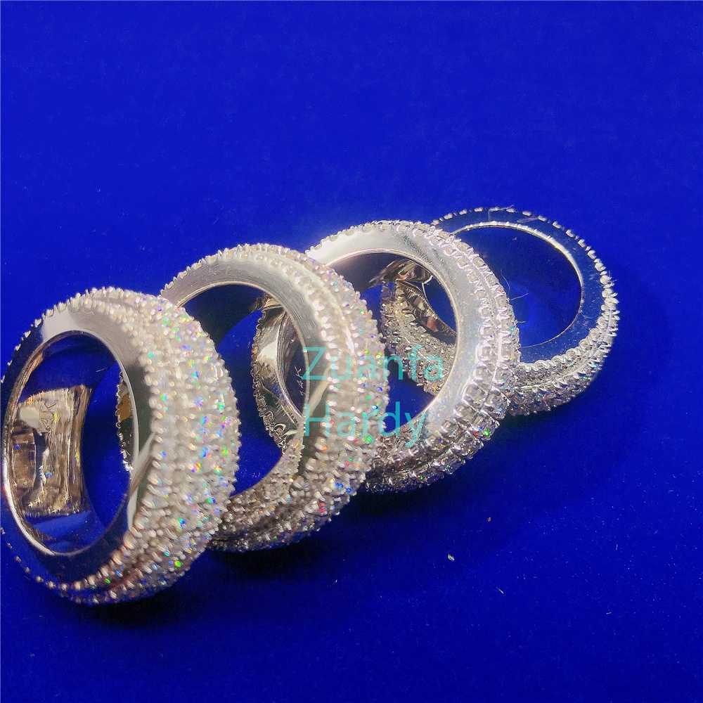 925 Sterling Silver Real Gold Plating VVS Mossanite Diamond Mens Lab Diamond Moissanite Band Ring Hip Hop Ring