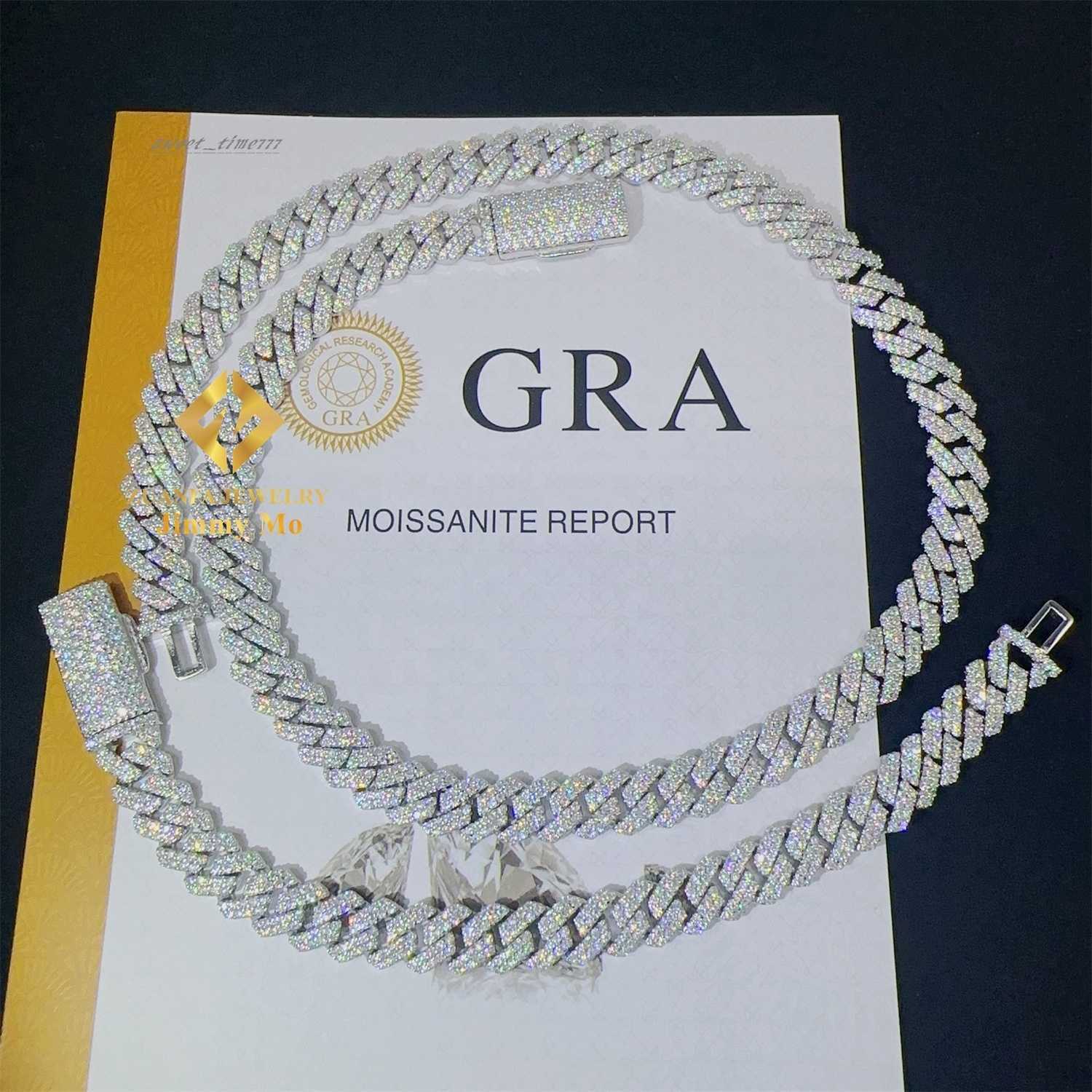 Hot Selling Pass Diamond Tester 8mm Two Rows Pass Diamond Tester Iced Out Hip Hop VVS1 Moissanite Cuban Link Chain Necklace