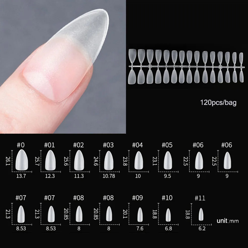 120pcsbag Matte Press On Nail Tips Soft Full Cover False Nails Oval Almond Sculpted Fake Nail 241206