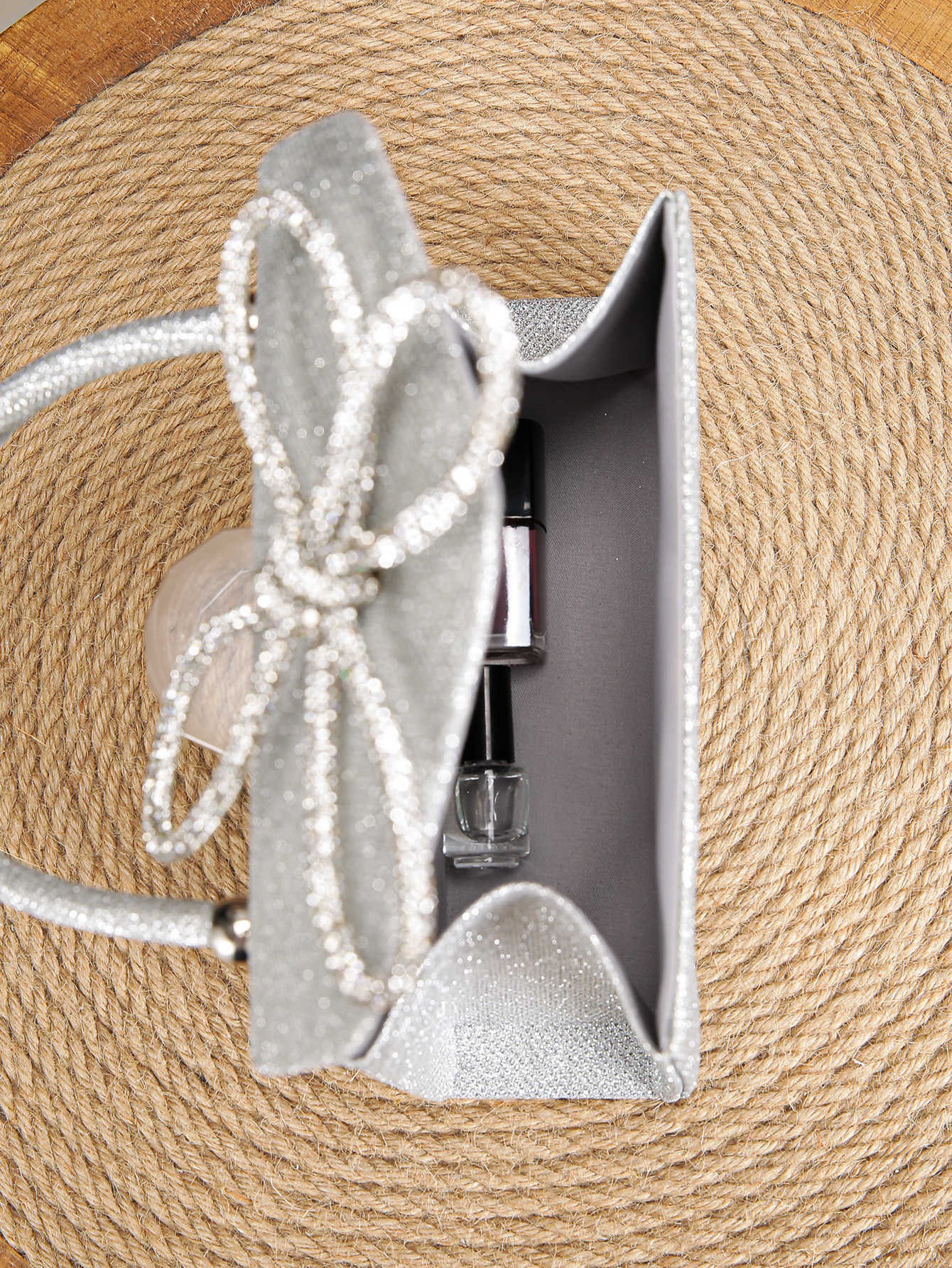 Clutch Bag New Fashion Diamond Banquet Bag Handmade Shining Full Diamond Bow Handbag Crossbody Bag 240920