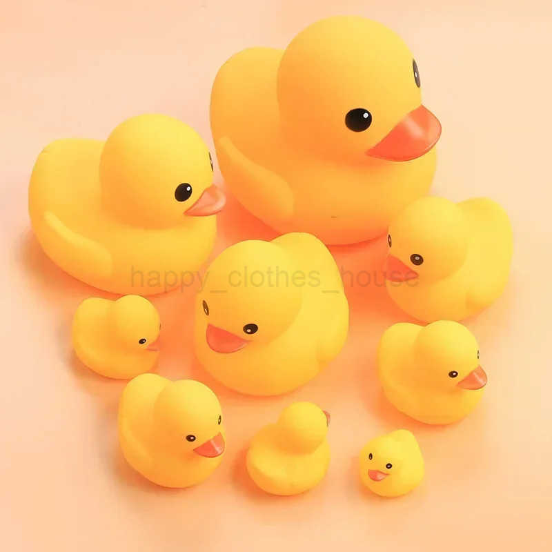 1/4PCS Cute Small Yellow Duck Baby Bath Toys Squeeze Rubber BB Bathing Water Fun Toy Race Classic Squeaky Kids ToysXJ241207