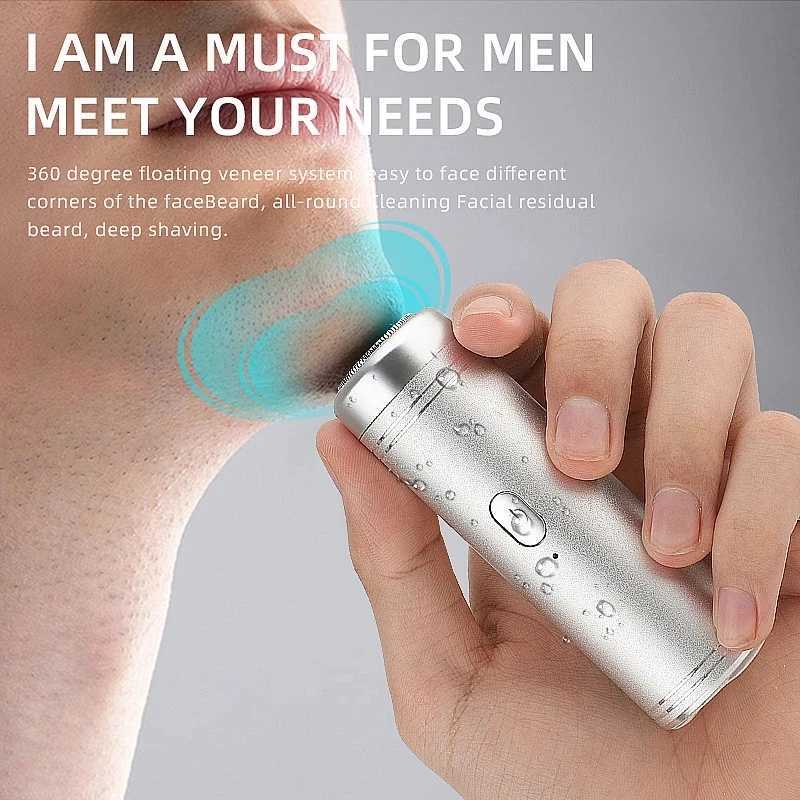 Painless Portable All-sided Facial Hair Trimmer Cutting Machine USB Rechargeable Metal Body Beard Shaver Razor For MenXJ241207
