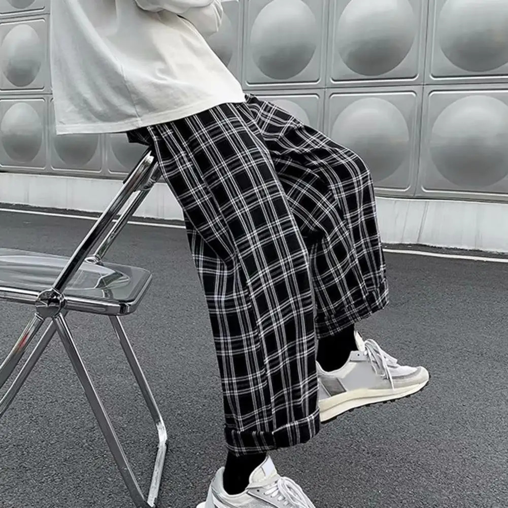 2024 mens oversized sports pants black plain casual pocket elastic waist student wide leg hiphop loose Trouser 241206