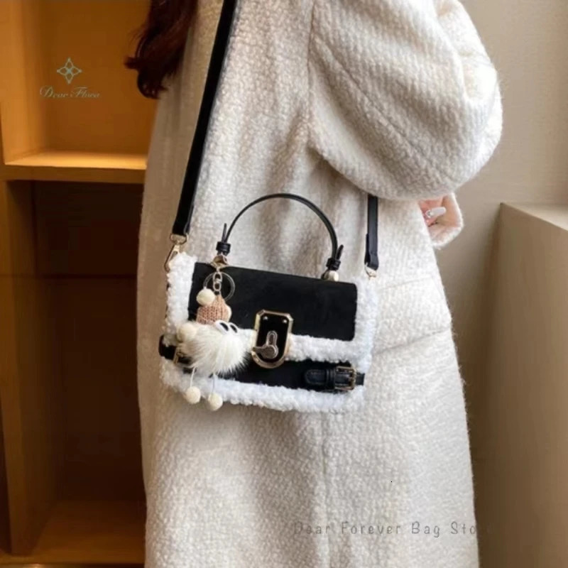 Womens high appearance artificial suede shoulder bag autumn and winter handbag patch work messenger cross body casual bag 241205