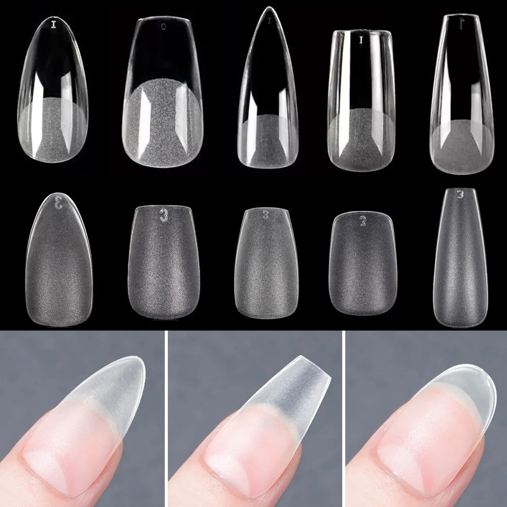 120pcsbag Matte Press On Nail Tips Soft Full Cover False Nails Oval Almond Sculpted Fake Nail 241206