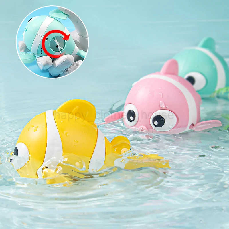 Cute Bath Toys Swimming Fish Bath Toy for Toddlers 1-3 Floating Wind Up Toys for Boy Girl New Born Baby Bathtub Toddler ToysXJ241207