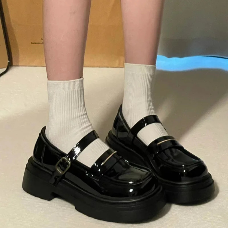 Korean Version Small Leather Shoes Thick Bottom Fashion Casual Simple All-match Comfortable Womens Shoes Summertime 241206