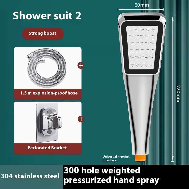 Supercharged single heater, head, pressurized and super strong shower head set