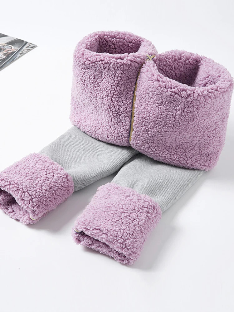 Thick leg womens thread ultra-thin winter warmth thick leg high waist elastic wool leg womens casual tight fitting 241206