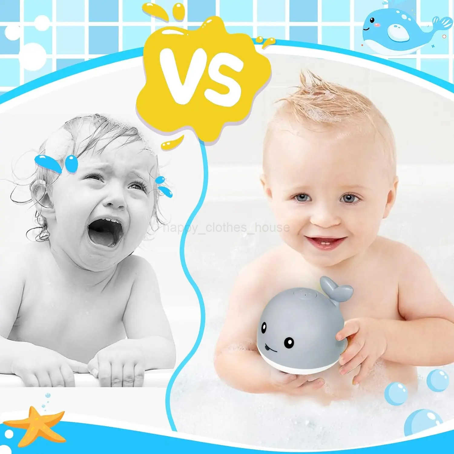 Baby Bath Toys Whale Automatic Bathroom Toy Sprinkler Light Up Bath Toys for Baby 6-18 Months Bathtub Fountain Spray Water ToyXJ241207