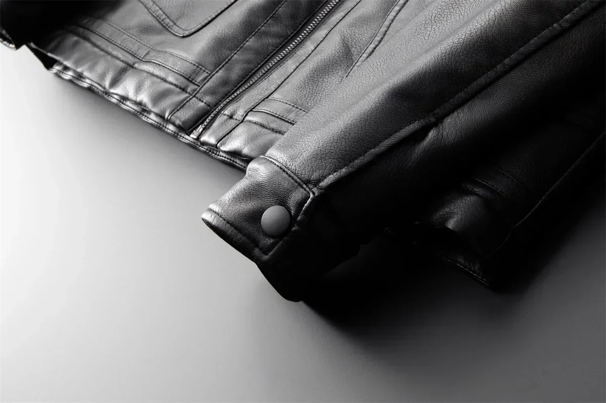 Business Casual Men Leather Jacket Thick Warm Fleece Biker Coat Motorcycle Faux Fur Coats Male Vintage Pu Jackets Winter 241202