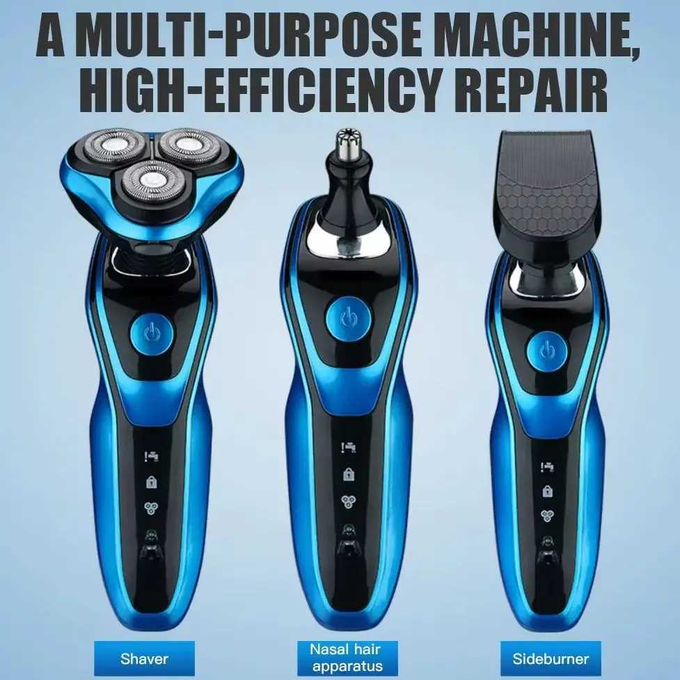 Electric Shaver Rotary Shaver Electric Razor Beard Trimmer Rechargeable Hair Cutting Shaving Machine Clipper for Men WaterproofXJ241207