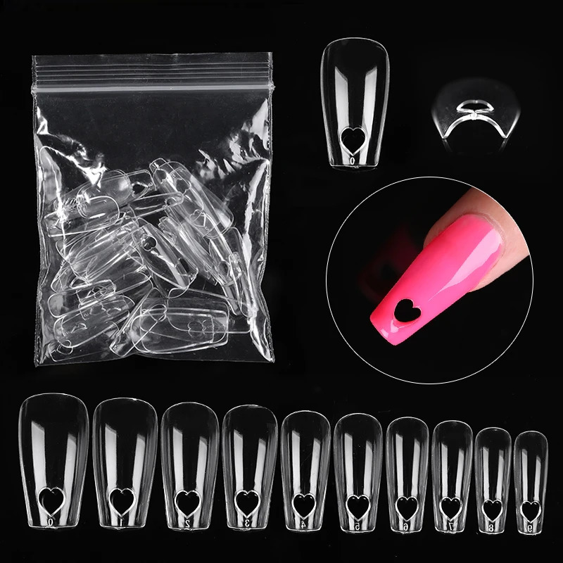 Press on Nails Coffin Soft Gel Tips Full Cover Fake Acrylic UV Gel Nails Extension System Oval Almond Sculpted False Nail Tips 241206