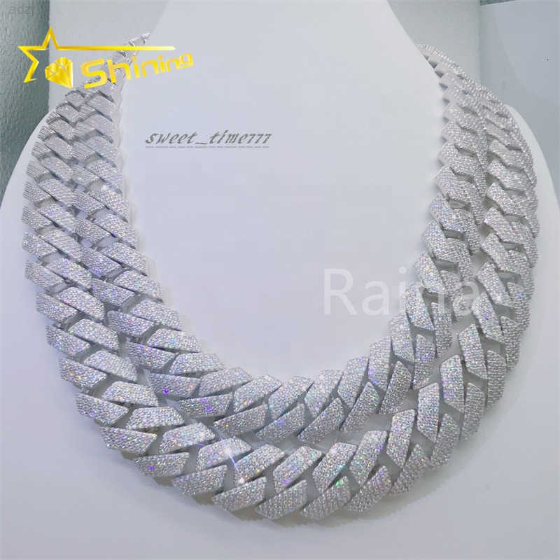 Iced Out Fashion Jewelry Vvs Moissanite Necklace 925 Sterling Silver 18mm Diamond Cuban Link Chain