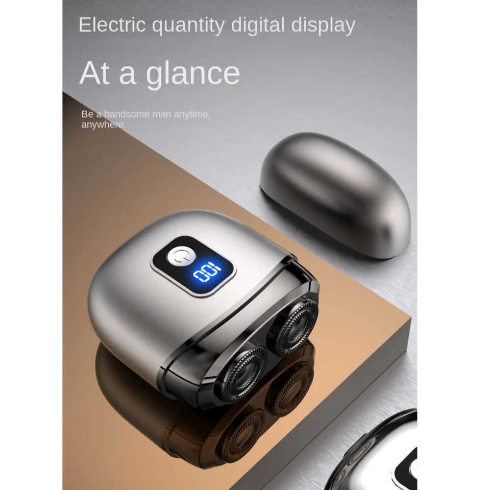 Pocket Type Mens Electric Shaver Rechargeable Digital Display Mini Shaving Machine Smart Shaver Washable Portable Travel RazorXJ241207