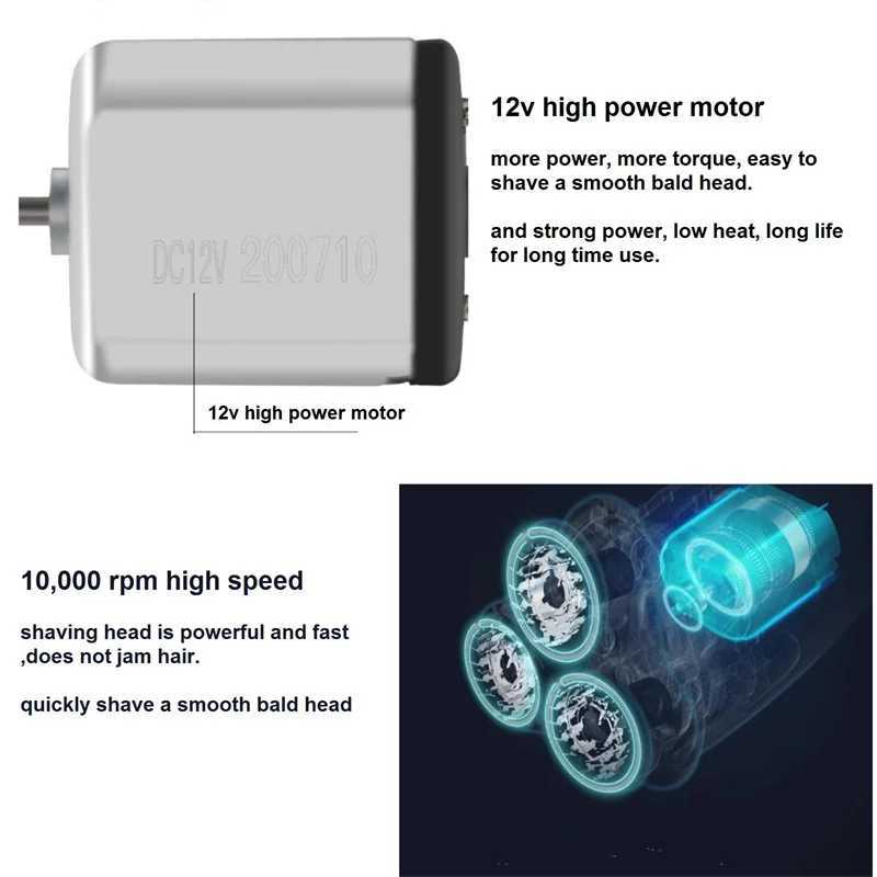 Professional Corded Shaver Electric Razor for Bald Head Shaver for Balder Men Face Dry Close Shave Clipper Stubble Beard TrimmerXJ241207