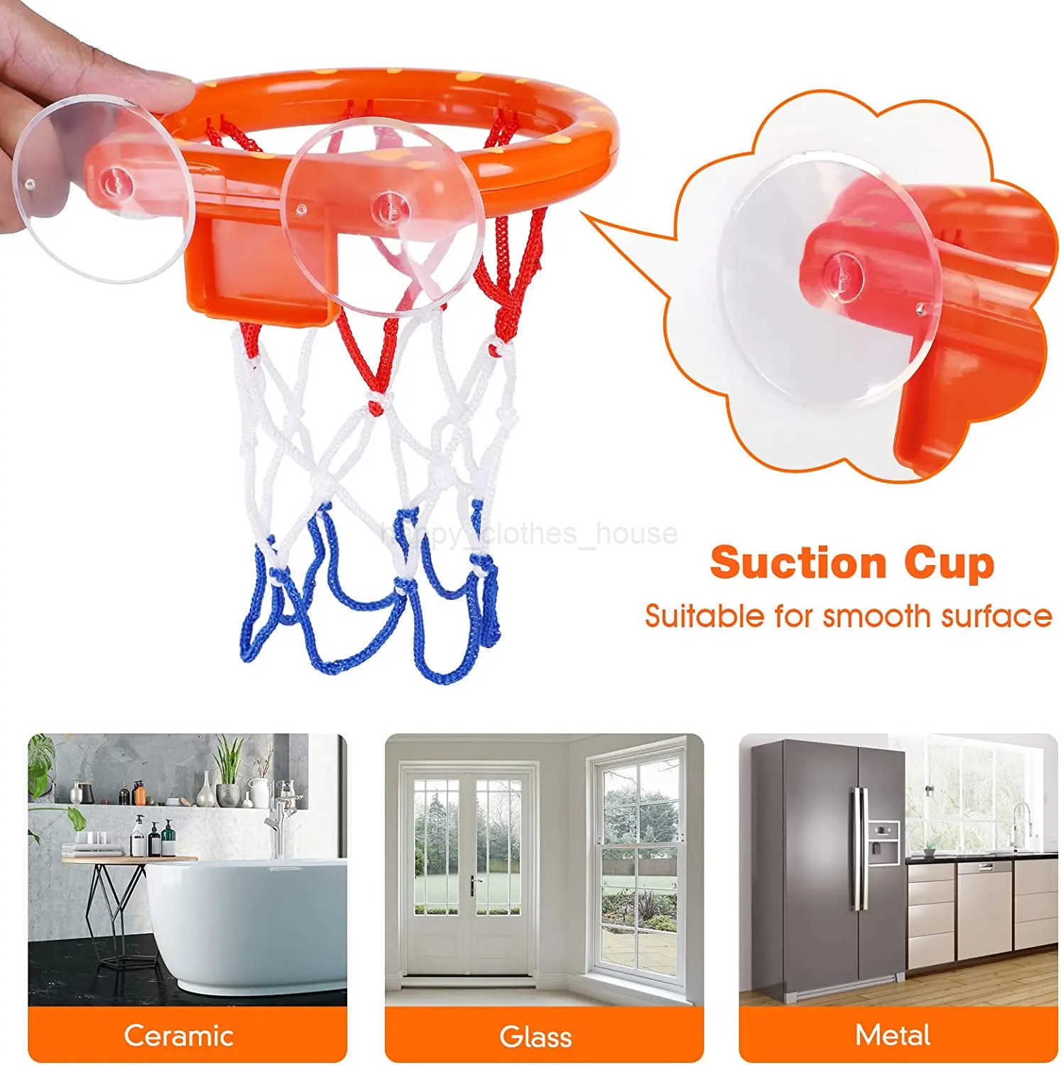 4pcs Bathroom Shooting Game Toy Bathtub Basketball Hoop Set Fun Kids Bath Toys with 3 Balls Gift for Toddler Kids Children BabyXJ241207