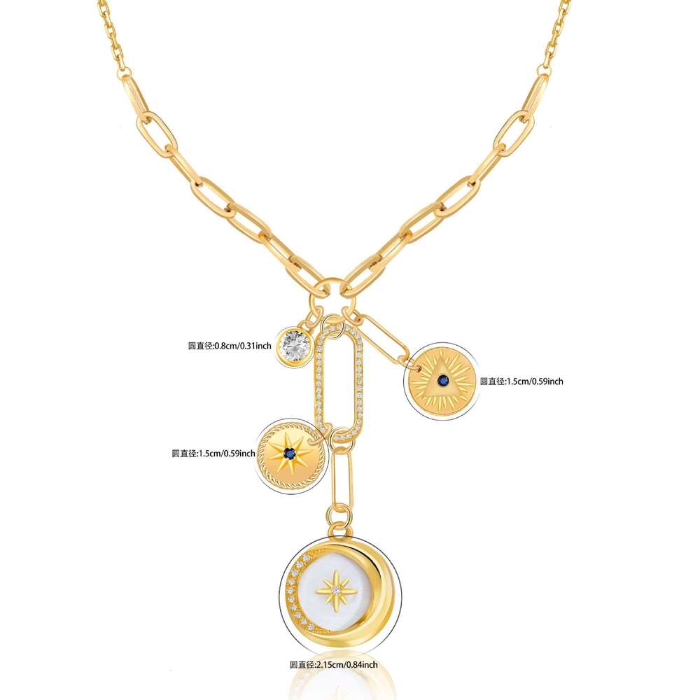 Fashionable niche design with dia inlaid relief pendant, trendy women's necklace accessories