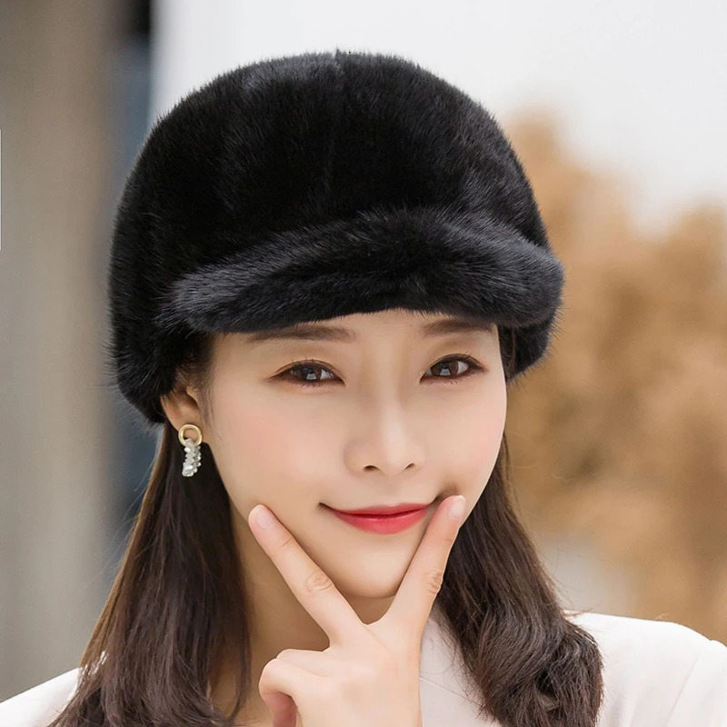 Womens Winter Mink Hat Warm 100% Genuine Leather Mink Hat Natural High Quality Womens Fashion Mink Hat Womens Outdoor Hat 241206