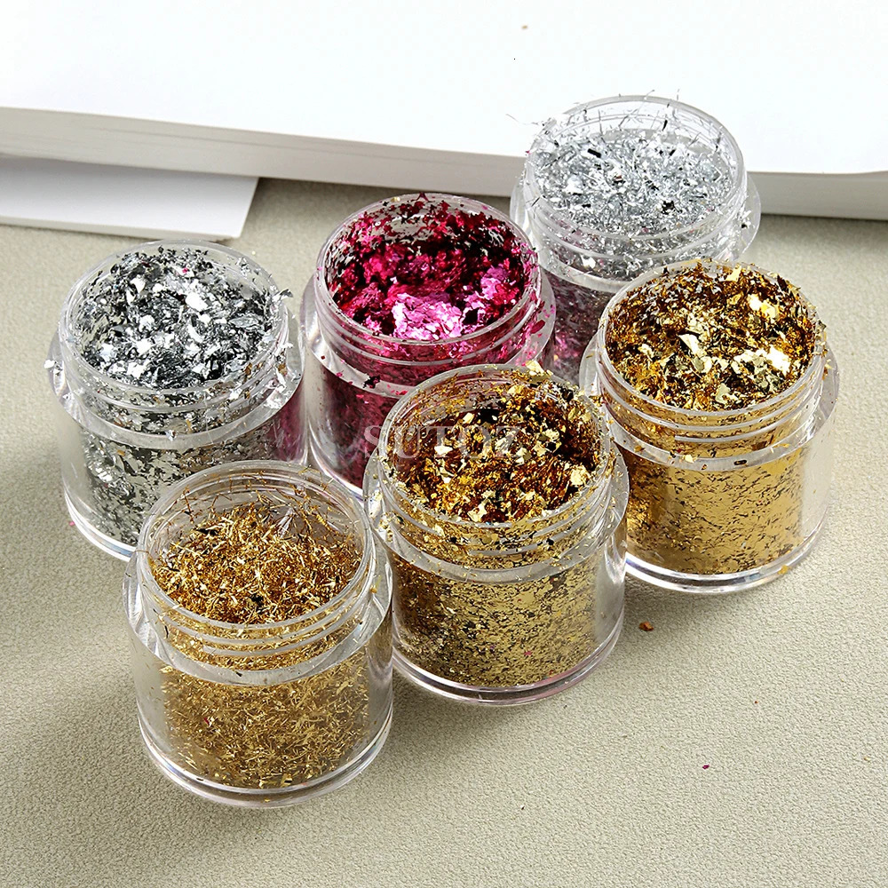 3D Irregular Gold Foil Flakes Nail Art Sequins Silver Glitter Aluminum Flakes Shiny Decor Manicure Materials NT10G-JB01 241206