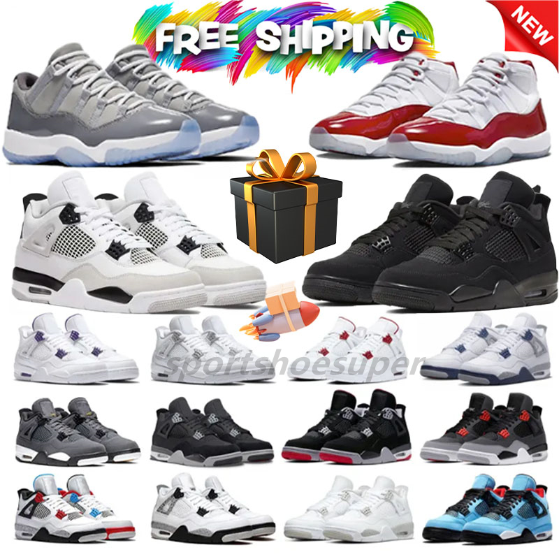 Men Women 4 Basketball Shoes 4s Mens Outdoor Sport Ttrianers Black Cat Military Black Sail Olive Fire Red canary Cool Grey 11 11s High Low Top Womens Sneakers
