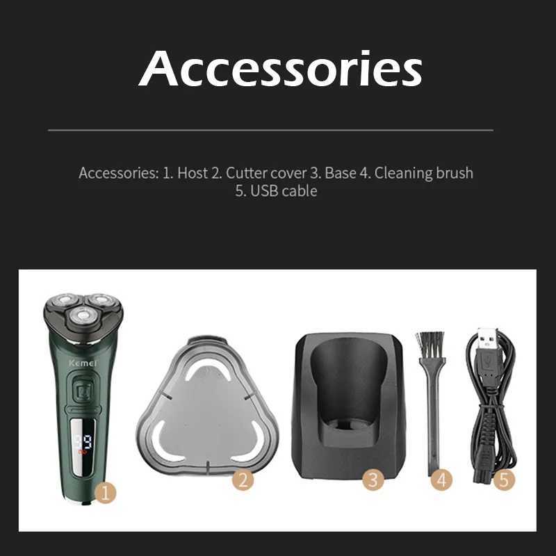 Kemei Rechargeable Electric Shaver Beard Shaver Men Electric Razor Floating Hair Trimmer Face Care Shaving MachineXJ241207