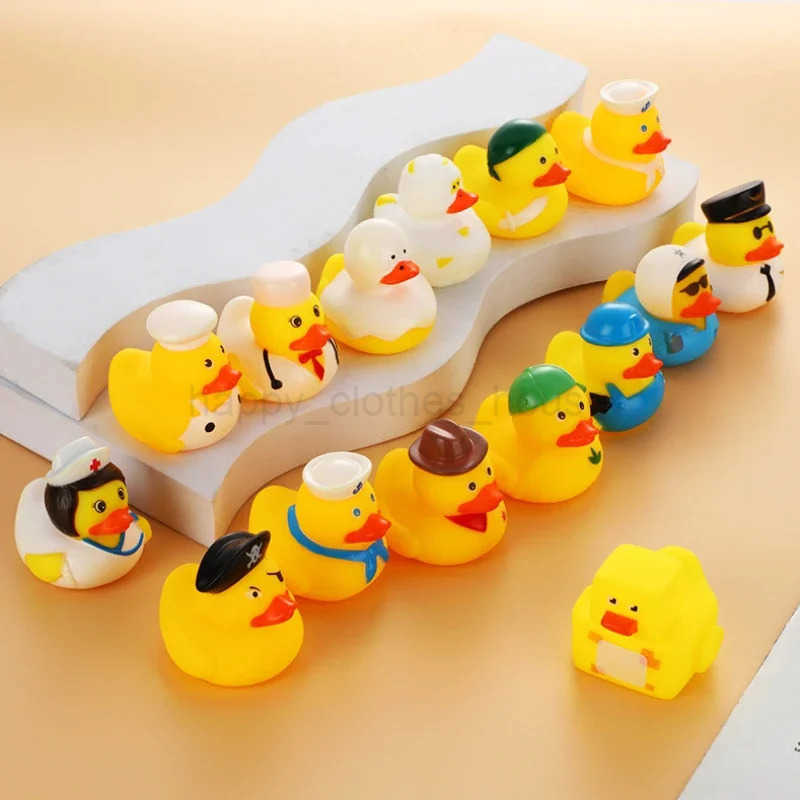 Baby Bath Toys Cute Little Yellow Duck with Squeeze Sound Floating Duck Bath Toys Soft Rubber Float Duck Water Toy Gift for KidsXJ241207