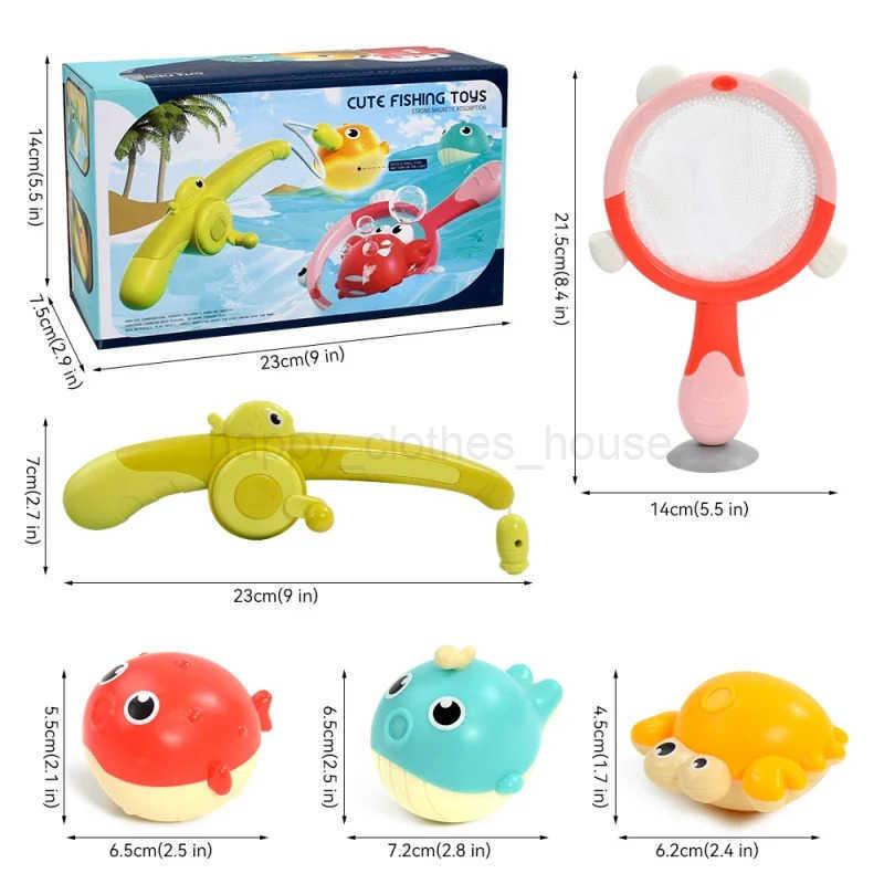 Magnetic LED Light Up Fishing Games Baby Bath Toys Set with Fishing Rod Toddler Bathtub Floating Water Toys for Kids GiftXJ241207