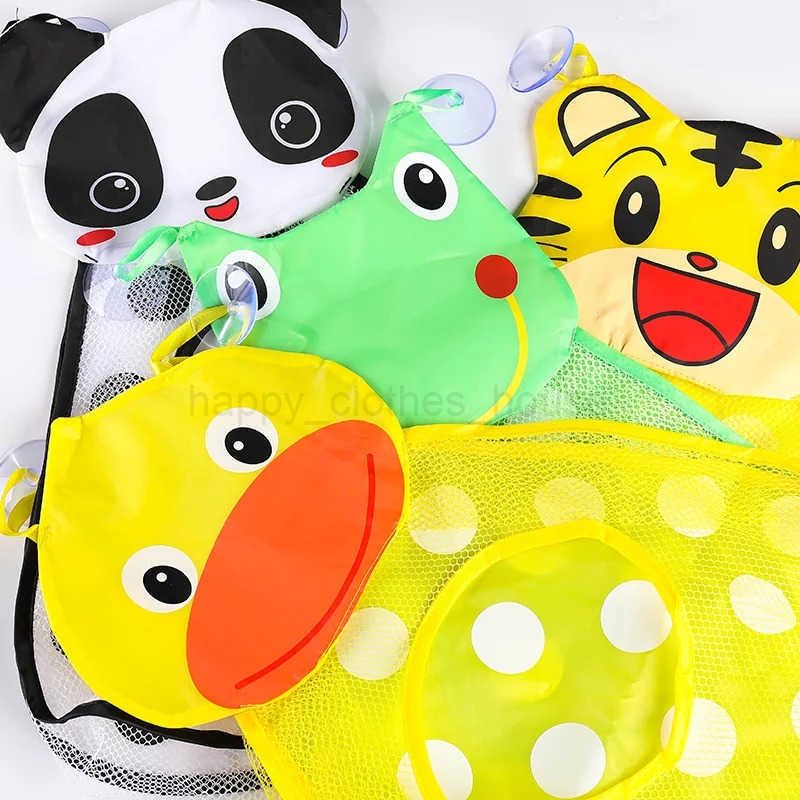 Baby Bath Toy Storage Bag Suction Cup Fixed Design Cute Dinosaur Frog Animal Shape Childrens Bathroom Grid Storage BagsXJ241207