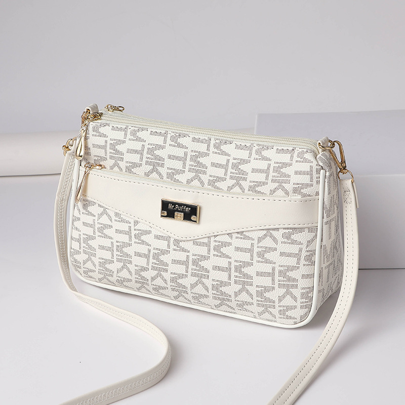 Fashion Letter Large Capacity Women's Square Designer Handbag PU Leather Shoulder Bag 4-layer Zipper Women's Cross Handbag