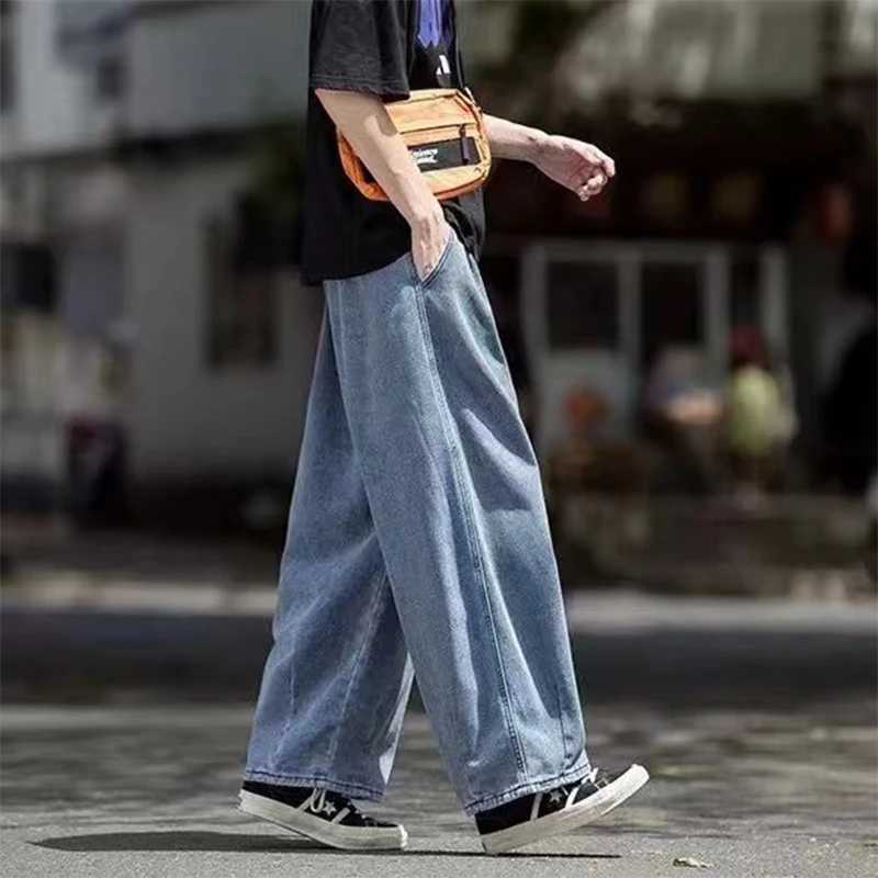 Men Jeans Wide Leg Denim Cargo jean pants Loose Straight Baggy Mens Jeans hip hop Streetwear Skateboard Neutral denim Trousers M250610
