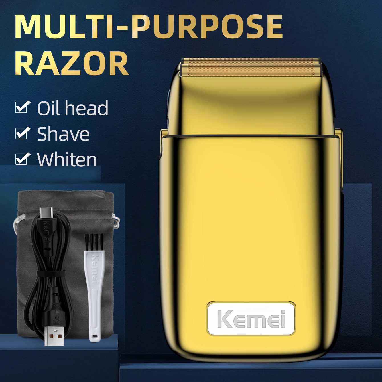 Kemei Shaver Professional Razor Electric Shaver Reciprocating Shaving Machine Portable Beard Trimmer Rechargeable Shaver For MenXJ241207