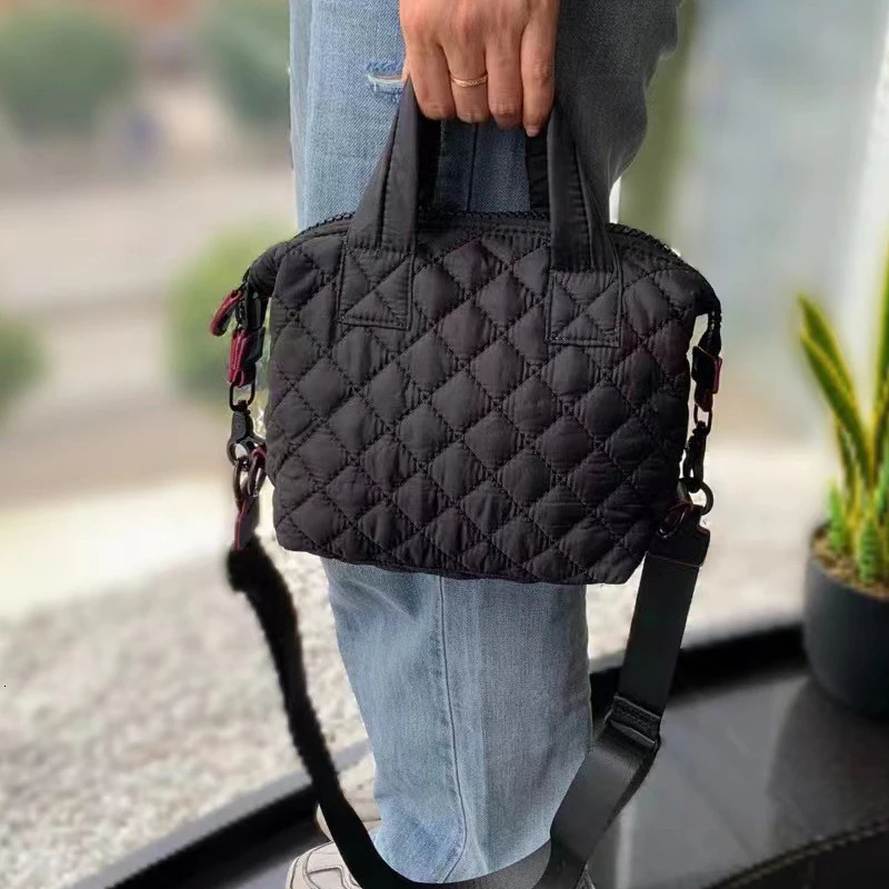 Nylon fabric diamond checkered bag for womens handbags and wallets fashion space cotton cross body bag 241205