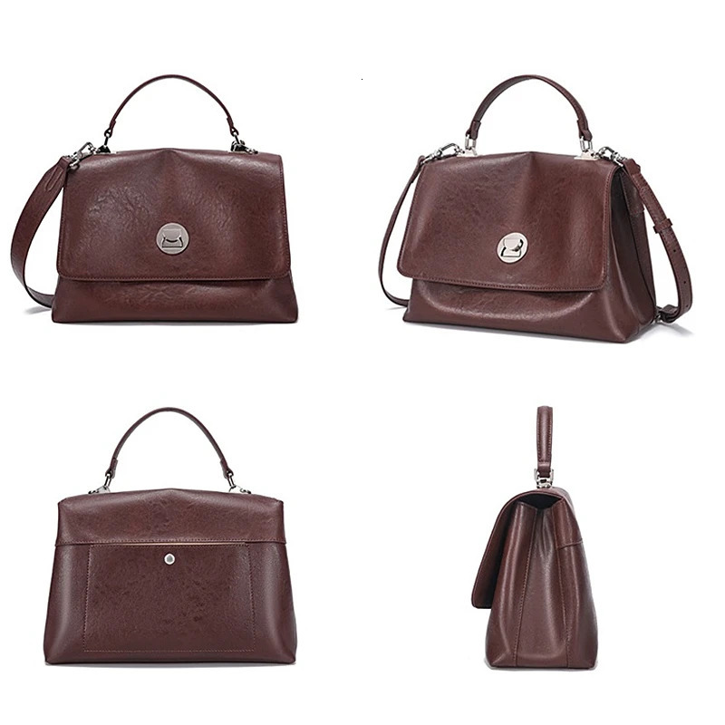 Hifashion Retro Genuine Leather Shoulder Bag for Women 2025 Trend Handbag Cross Body Office Womens Handbag 241205