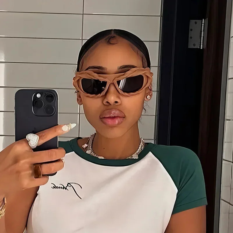 Steampunk Y2K Twisted Sunglasses Mens Fashionable Hip Hop Punk Sunglasses Mens Retro Sunglasses Gafas De Sol UV400 241206