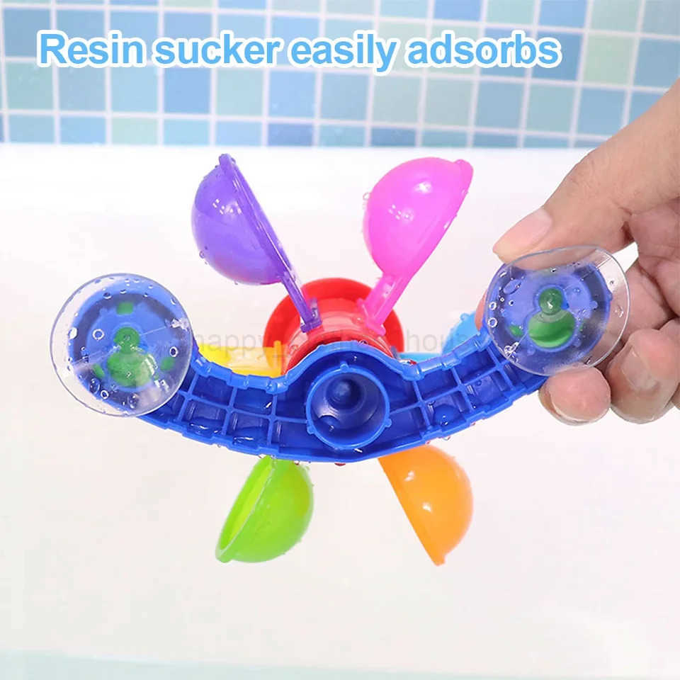 Colorful Water Wheel Bathing Sucker Bathtub Water Spray Play Set Shower Sprinkler Toy Baby Bath Toys For Kids Toddler GiftsXJ241207