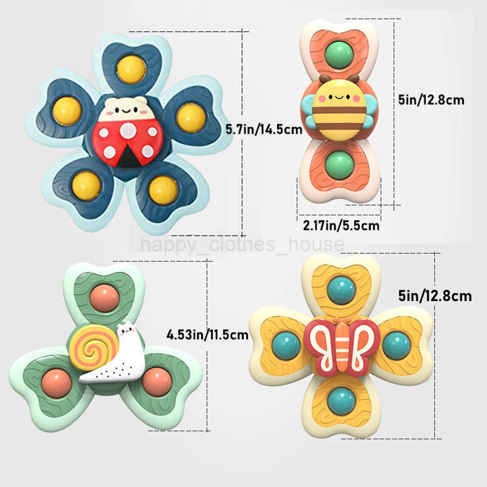 Suction Cup Spinning Top Toys Insects Sucker Spinner Toys For KidsWindow High Chair Tray Bath Table Airplane Travel ToyXJ241207