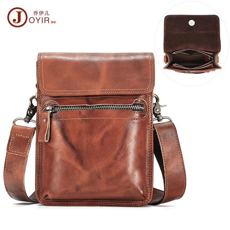 Vegetable tanned crossbody high-end leather head layer cowhide men's single shoulder bag