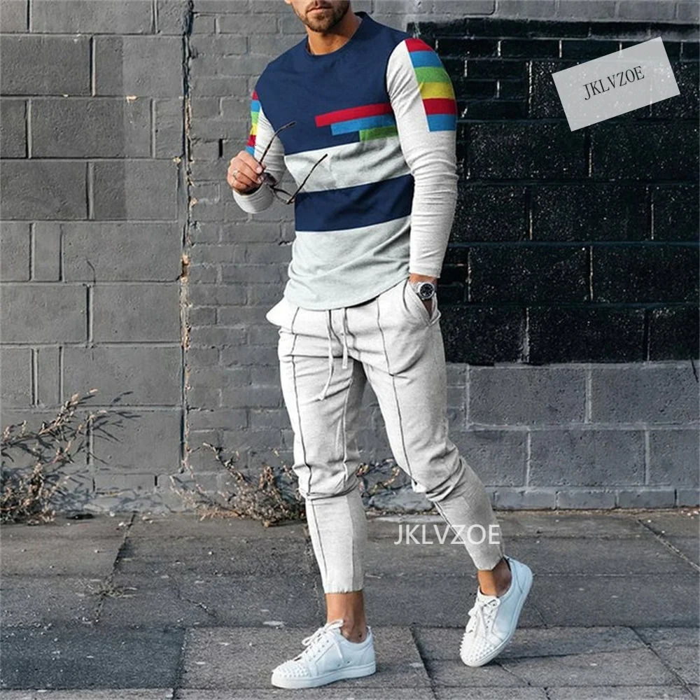 Fashion mens two-piece sportswear 3D printed clothing O-neck 2-piece set casual loose street er 241205