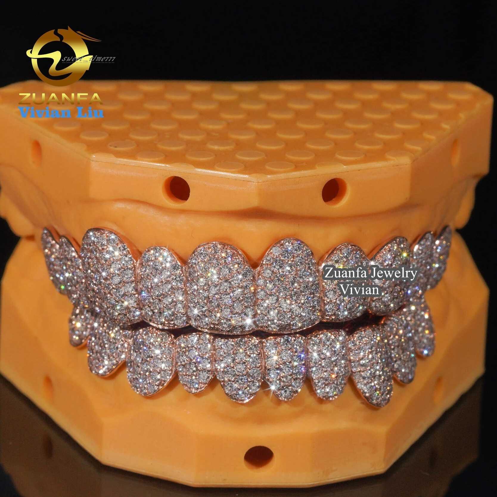 Hip Hop Jewelry Custom Silver 10K 14K 18K Real Gold Grillz Iced Out vvs Moissanite Lab Diamond HPHT Natural Diamond Grillz