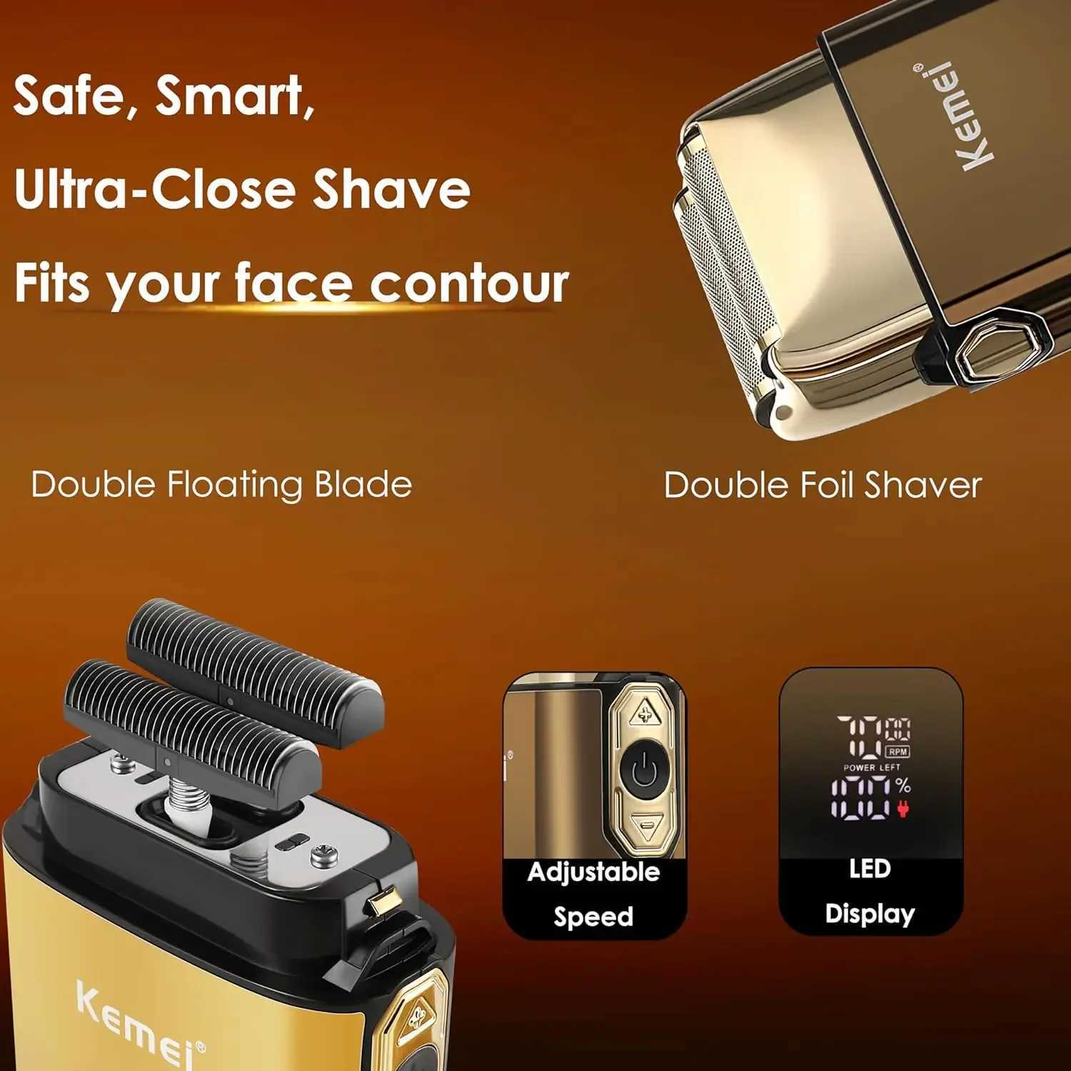 Kemei Combo Hair Trimmer Kit Electric Shaver For Men Hair Trimmer Facial Mens Beard Trimer Rechargeable Head Haircut machineXJ241207