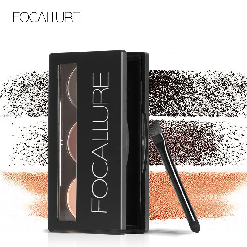 Focallure Waterproof Eyebrow Powder Palette Natural Brown Eye Brow Make up Palette Long Lasting Eye Brow Makeup Kit 3 Colors 241206