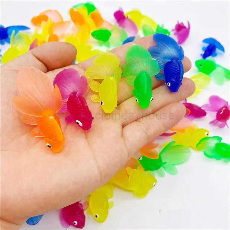 1PC Colorful Simulation Goldfish Model Soft Rubber Baby Bath Toys Kids Toys Gift Fun Water Play Swimming Beach Toy For ChildrenXJ241207