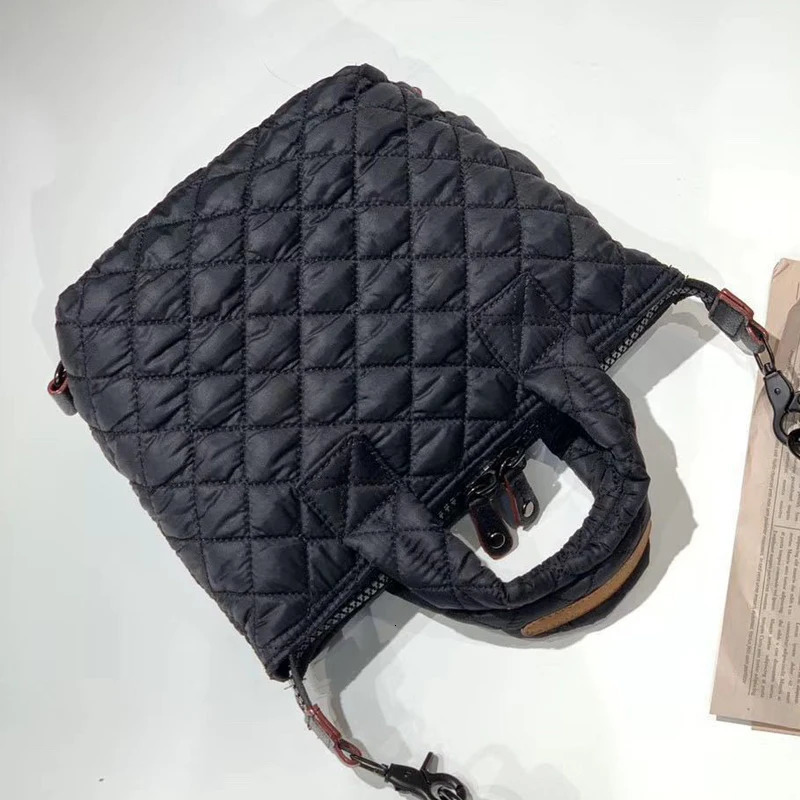 Nylon fabric diamond checkered bag for womens handbags and wallets fashion space cotton cross body bag 241205