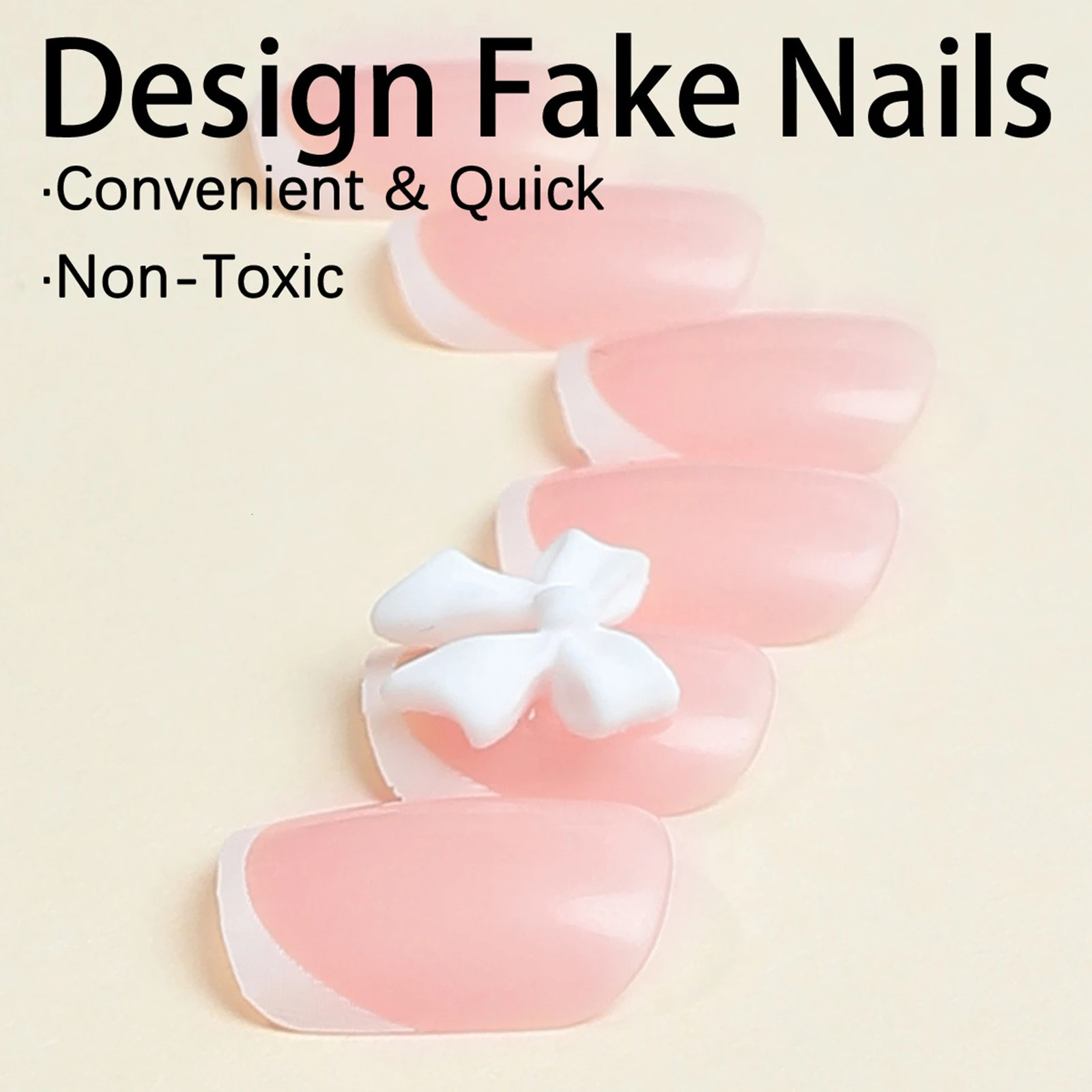 French Tips Press-on Nail Long Lasting Elegant Artificial Nail Manicure Art for Daily Lives Everyday Use 241206